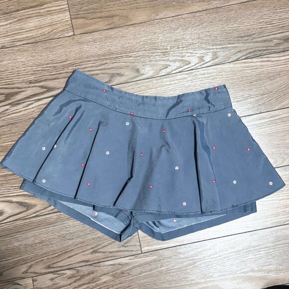 Womens Y2K Blue Skort Floral Embroidered SP Fashion Sz 36 - Picture 3 of 11